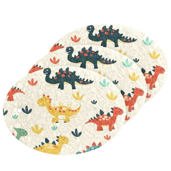 Dinosaur Animal Cartoon 3 Pack Dish Sponges Bulk Natural Sponges Compressed Sponges Non-Scratch for Kitchen Cleaning Dishes