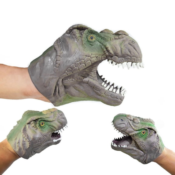 Dinosaur Animal Hand Puppet Toy, Soft Plush Play, Silica Gel Design, Great for Storytelling, Interactive Fun, and Creative Role Play (Brown