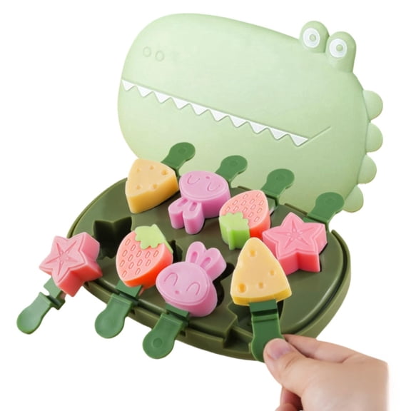 Dinosaur Animal Silicone Popsicle Molds - Fun Shaped Mini Ice Pop Molds for Homemade Treats - BPA-Free, Easy Release & Reusable - Perfect for Summer Snacks (Green Crocodile Design)