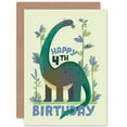 thumbnail image 1 of Dinosaur Apatosaurus 4th Birthday Greetings Card Plus Envelope Blank inside, 1 of 3