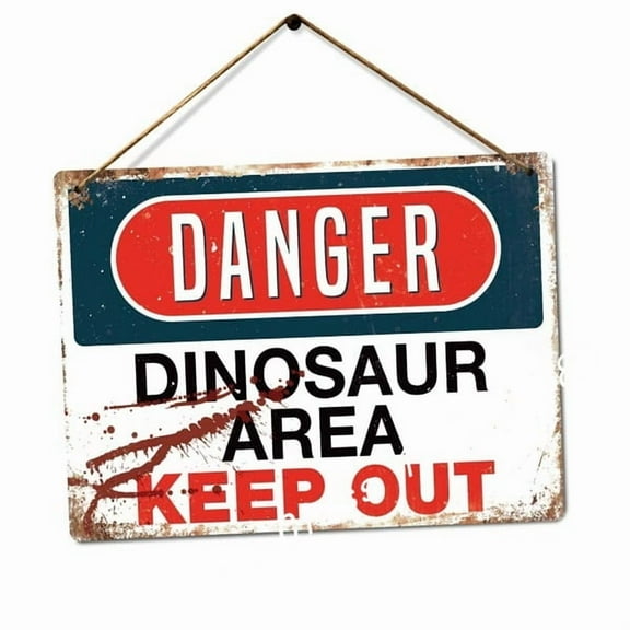 Dinosaur Area Jurassic Keep Out Park Rex Vintage Metal Aluminum Sign Retro Aluminum Plate Sign Wall Art Decor vintage decor Size: 12 x 8 Inches