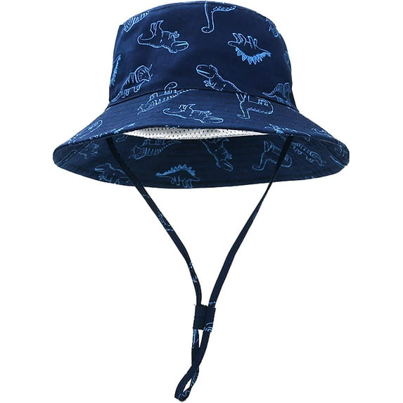 Dinosaur Baby Boys Sun Hat Cotton Toddler Girls Bucket Hats Summer Sun Protect Cap for Kids Dinosaur Navy 3-6 Months