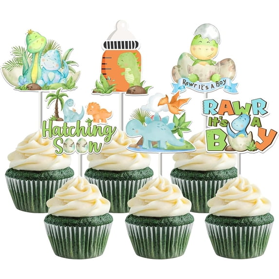 Dinosaur Baby Shower Cake Toppers, by Joymemo 36 Count