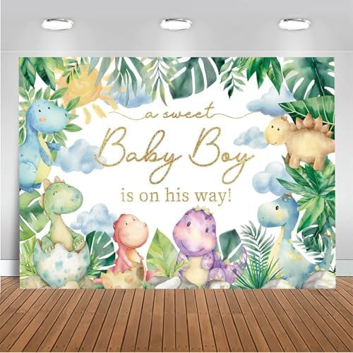 Dinosaur Baby Shower , Cute Watercolor Baby Dino Tropical Leaves Jungle ...