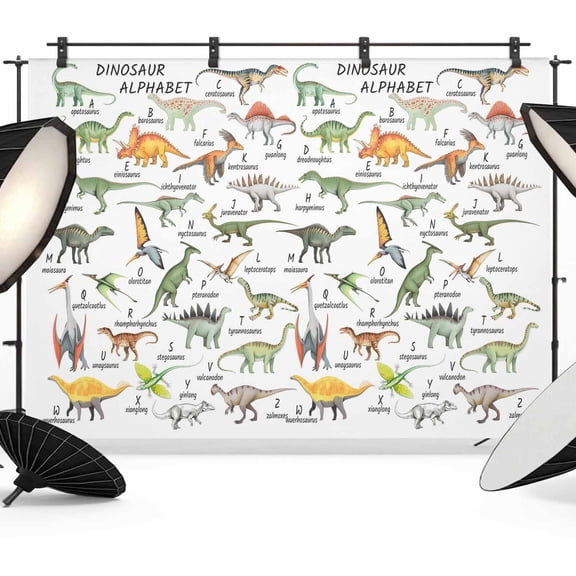 Dinosaur Backdrop for Photography,Fabric Photo Background Backdrop,Funny Dino Cute Cartoon Boys Girls Children Photo Booth Background for Portrait Photoshoot Video Wedding Studio Decor Banner 12x8ft