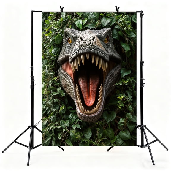 Dinosaur Backdrop,Prehistoric Birthday Party Supplies,3D Dino Themed Jungle Banner,Hunting Summer Camp Baby Shower Photo Portrait Vinyl Video Studio Prop-5x7FT
