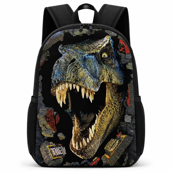 Dinosaur Backpack, unisex Jurassic T. rex Fan Laptop Backpack, waterproof Nylon material, large 17-inch size