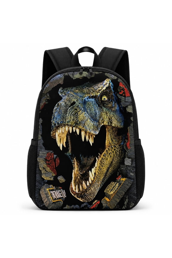 Dinosaur Backpack, unisex Jurassic T. rex Fan Laptop Backpack, waterproof Nylon material, large 17-inch size