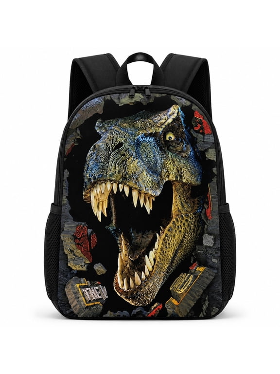 Dinosaur Backpack, unisex Jurassic T. rex Fan Laptop Backpack, waterproof Nylon material, large 17-inch size