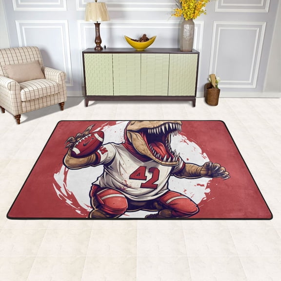 Dinosaur Baseball Area Rug Washable 72 x 48 Floor Carpet Mat Non Slip for Bedroom Living Room Kids Room Home Decor