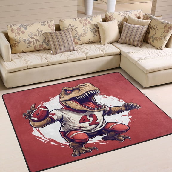 Dinosaur Baseball Area Rug Washable 80 x 58 Floor Carpet Mat Non Slip for Bedroom Living Room Home Decor