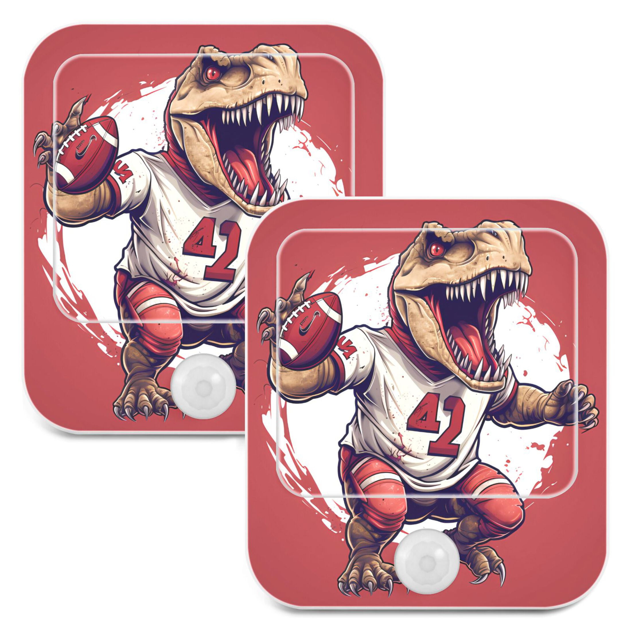 Dinosaur Baseball Night Lights Plug into Wall LED with Auto Light Sensor Warm Light for Kids Hallway Bedroom Living Room Kitchen Bathroom Set of 2
