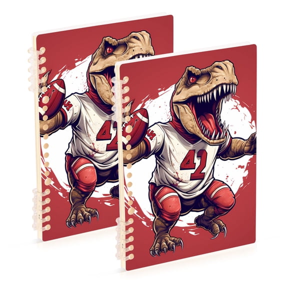 Dinosaur Baseball Ring Binder Notebook Journey Note Diary College Ruled Spiral Notebook Study Loose Leaf Paper A5 60 Pages
