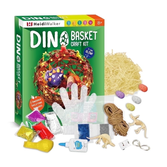 Piano Potato Dino Basket Craft Kit for Kids 8-12 Glow-in-the-Dark Dinosaur DIY Easter Basket Kit,Perfect for Dinosaur Party Favors & Gifts