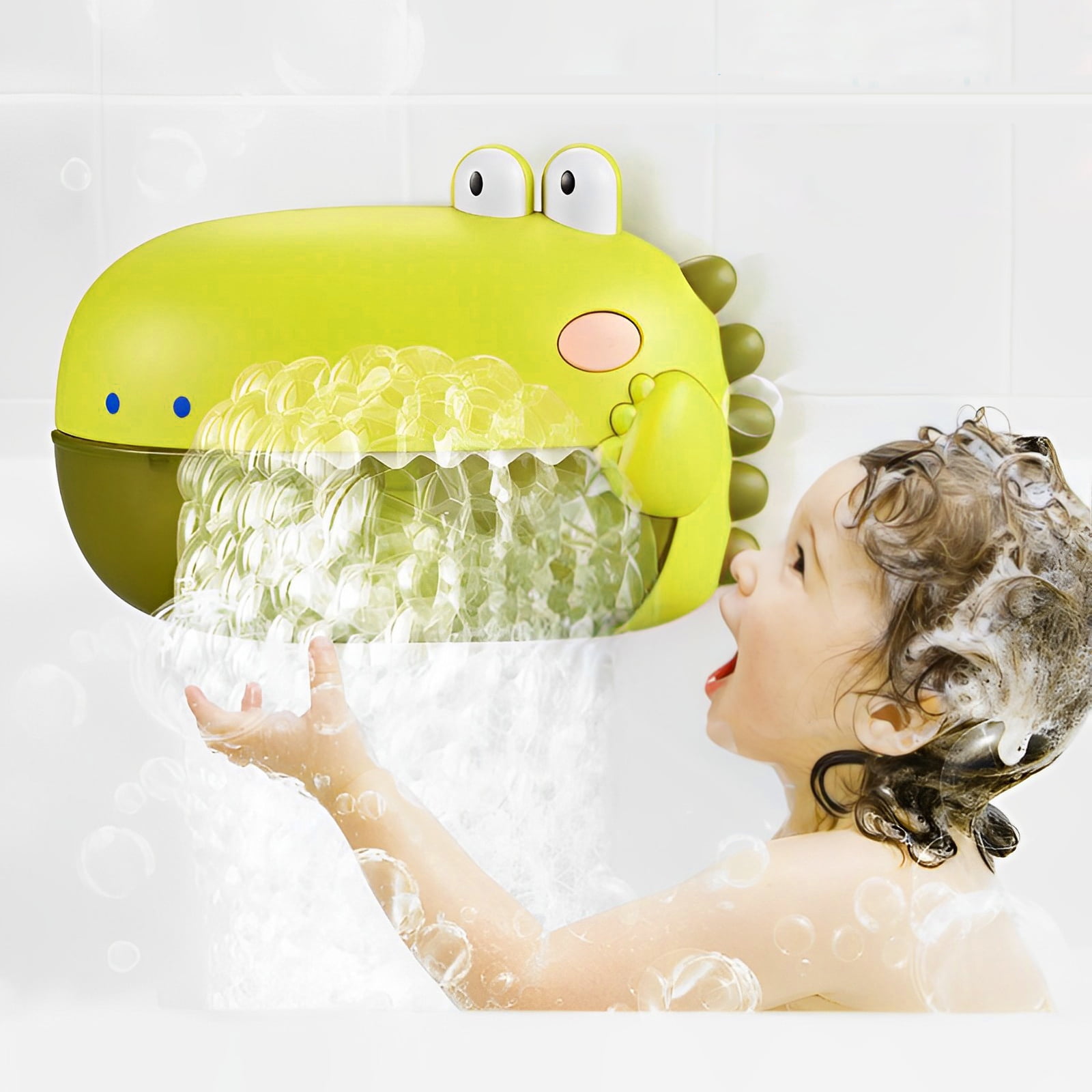 Dinosaur Bath Toys for Baby, Green Bathtub Toys Bubble Maker Machine
