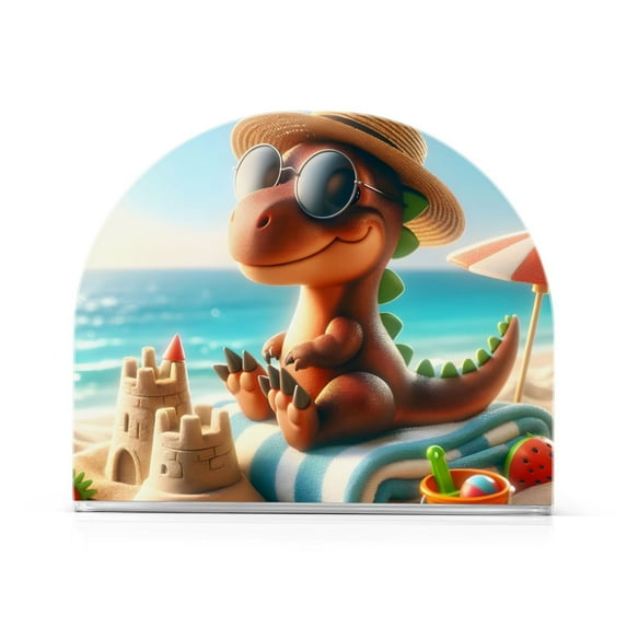 Dinosaur and Beach Sands Napkin Holder for Table Clear Napkin Stand Paper Holder Acrylic Organizer Dispenser Napkins for Dinner Kitchen Restaurant Room