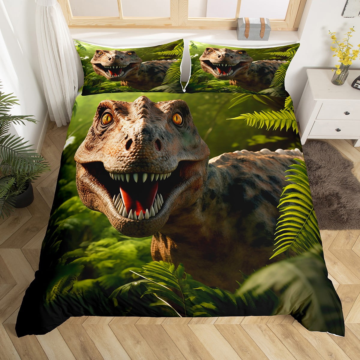 Dinosaur Bedding Set King for Kids 3D Dinosaur Comforter Cover for Boys ...