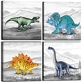 thumbnail image 1 of Dinosaur Bedroom Decor Wall Art Prints Gift Idea for Nursery and Kids Room Canvas Wall Art Watercolor Dinosaur Boys Room Decor Framed Wall Art 4 Pieces Canvas Art Print Gallery Wrapped, 1 of 3