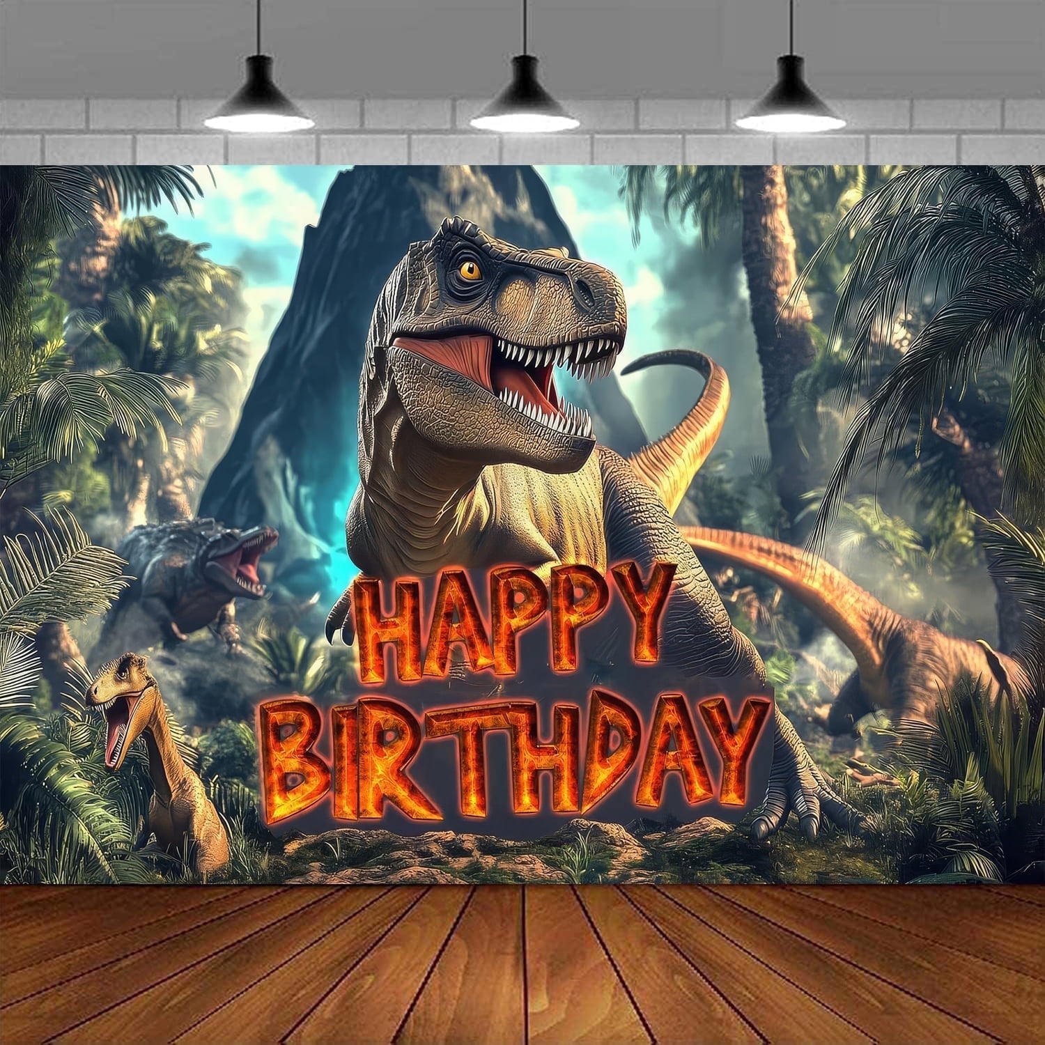 Dinosaur Birthday Backdrop Jurassic Dinosaur Happy Birthday Banner Jurassic Jungle Party Decorations for Boys Photo Backdrop 4x2.7FT(49x33inch)