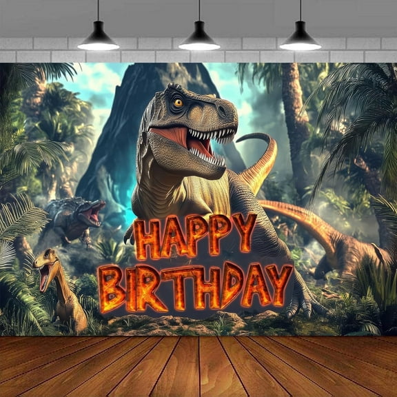 Dinosaur Birthday Backdrop Jurassic Dinosaur Happy Birthday Banner Jurassic Jungle Party Decorations for Boys Photo Backdrop 4x2.7FT(49x33inch)