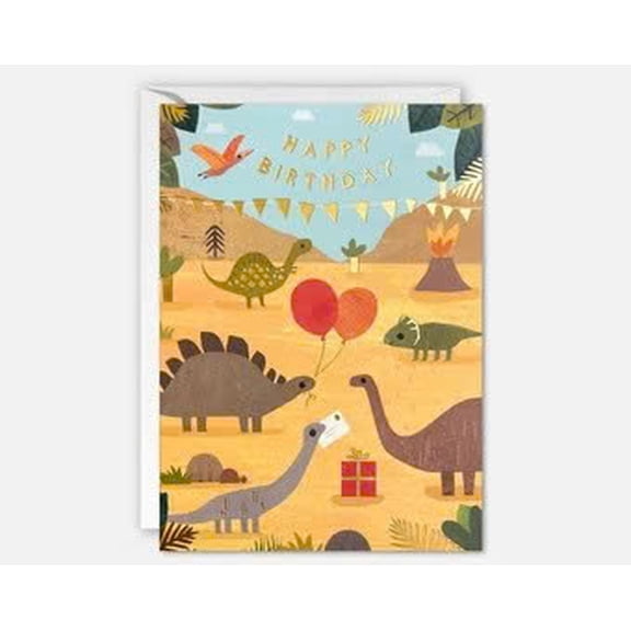 Dinosaur Birthday Card – Cute T-Rex and Friends Design – Eco-Friendly Cardstock, Blank Inside – Perfect for Kids’ Birthdays, Party Invitations, or Celebrations