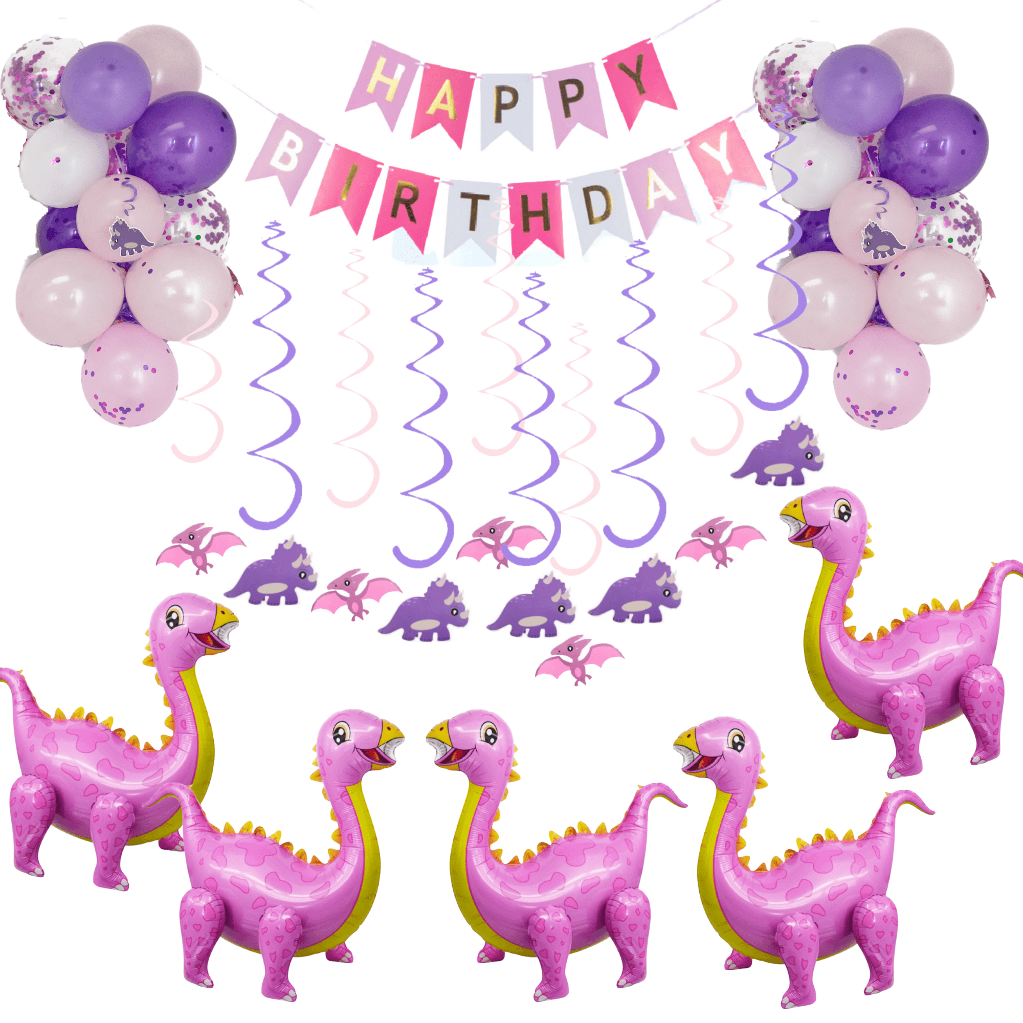Dinosaur Birthday Party Decoration Set - 5 PINK JUMBO Dinosaur Balloons