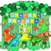 Dinosaur Birthday Party Decoration Set, Dino Balloons, Happy Birthday Banner,Backdrop, Paper Fan, for Kid's Party