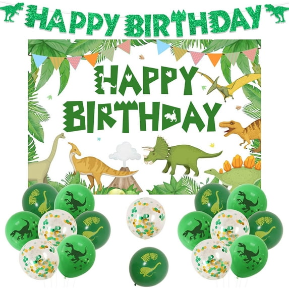 Dinosaur Birthday Party Decorations - Dinosaur Birthday Backdrop, Happy Birthday Banner Dinosaur, Dinosaur Pint Balloons, Dinosaur Party Decorations for Boys Girls 1st 2nd 3rd 4th 5th 6th Birthday