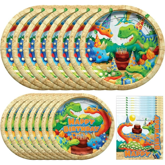 Dinosaur Birthday Party Supplies Tableware Starter Set for 16 Guests