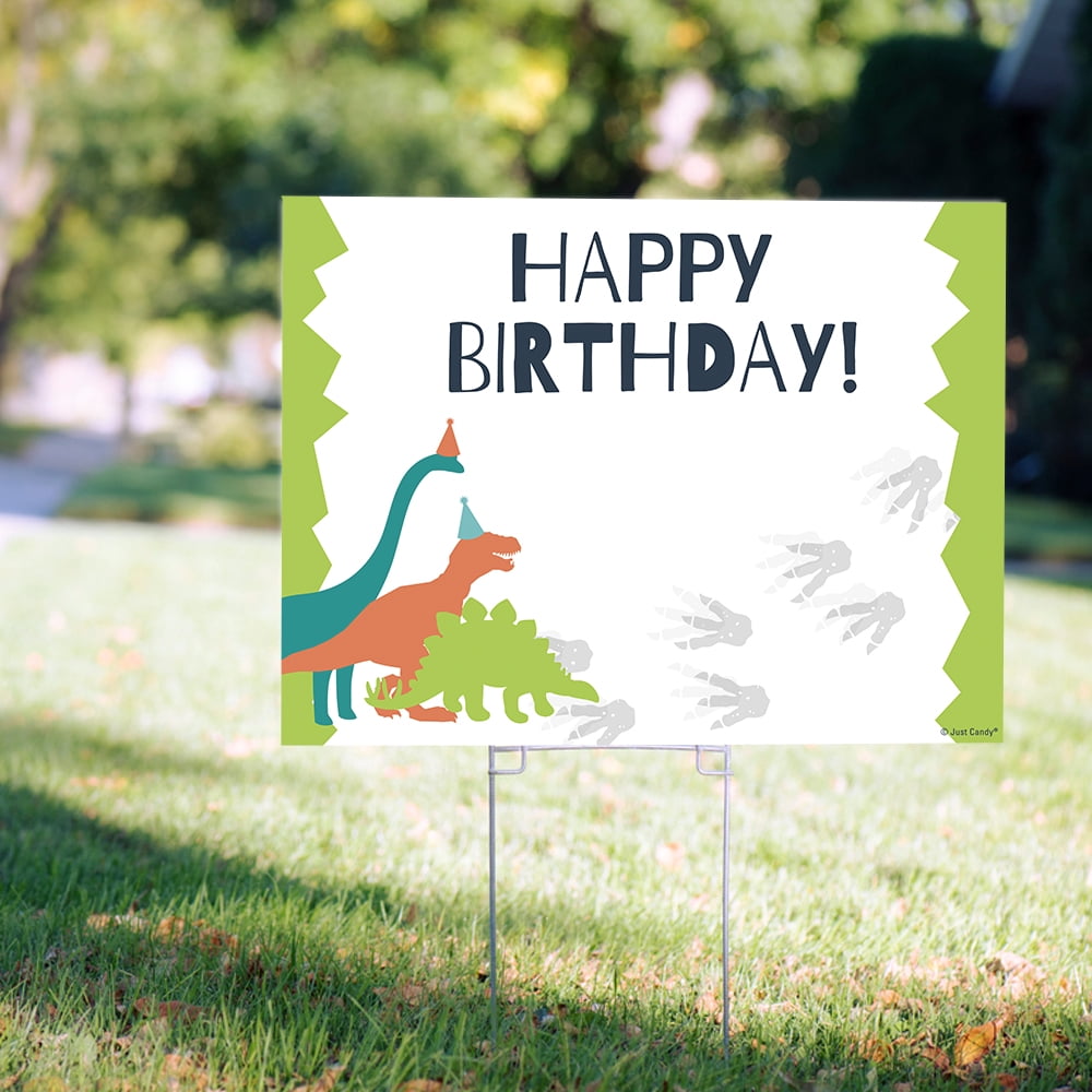 Dinosaur Happy Birthday Yard Signs - 7 Piece Set With Stakes, Waterproof Outdoor Party Decor