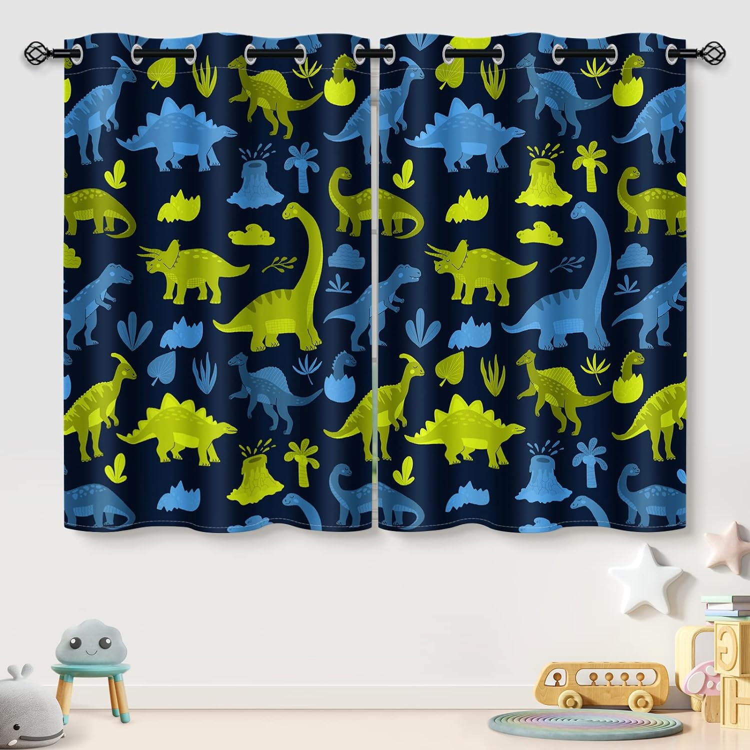 Dinosaur Blackout Curtains for Kids Girls Boys Teens Dino Decor Bedroom