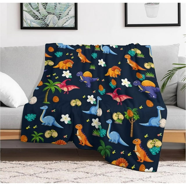 Dinosaur Blanket for Boys, Blueosaur Blanket for Age 1 2 3 4 5 6 7 8 9