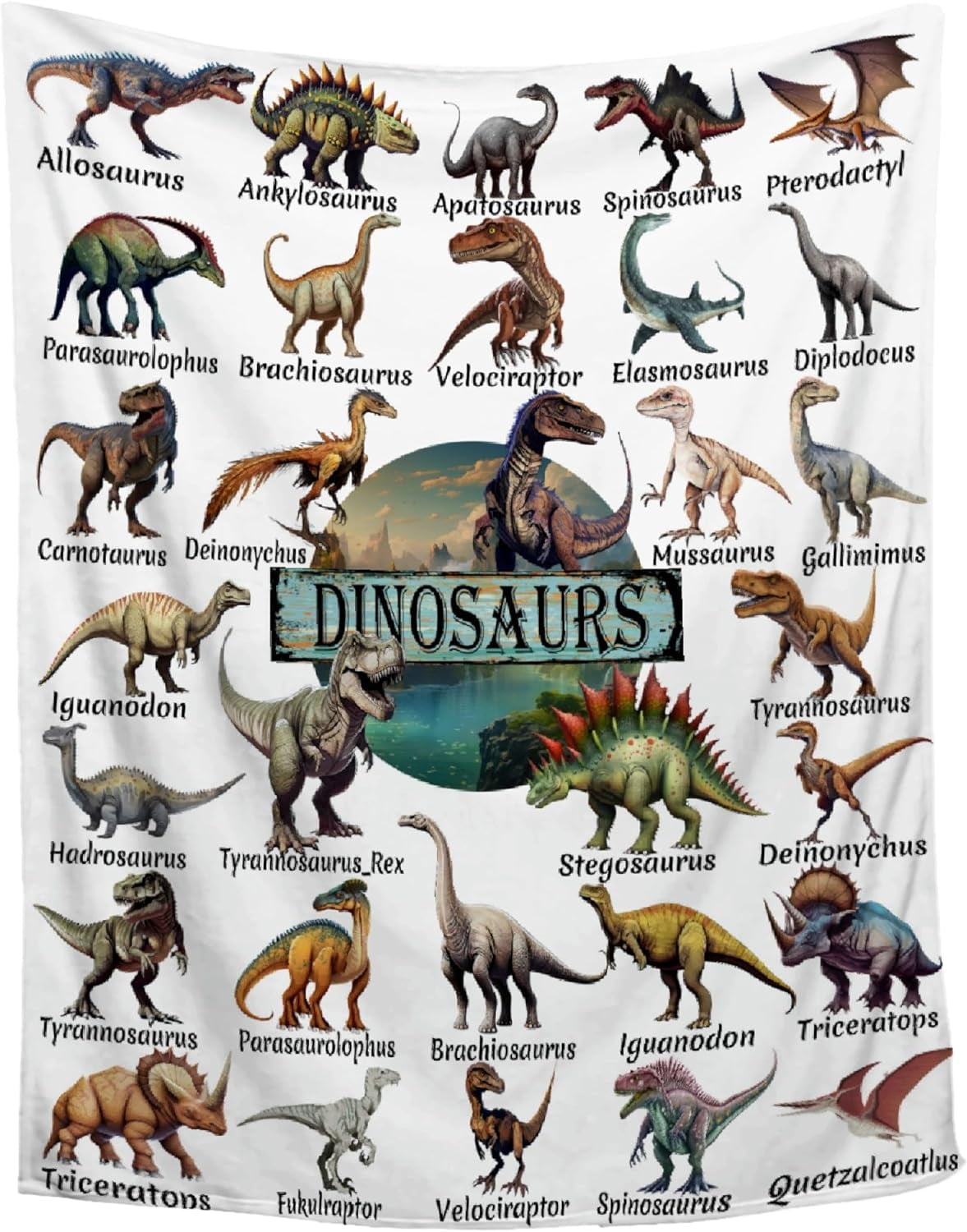 Dinosaur Blanket for Boys Girls,Dinosaur Gifts for Kids Blanket,Types of Dinosaurs Funny Throw Blanket,Soft Cozy Flannel Blanket Dinosaur Room Decor Gifts for Boys Girls,Kids Size-40"x50"