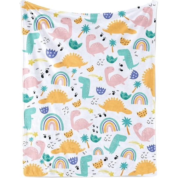 Dinosaur Blanket for Boys Girls, Soft Dinosaur Baby Crib Plush Flannel Blanket for Nursery, Cozy Warm Dinosaur Fuzzy Throw Blanket Gift with Vibrant Colors and Cute Design for Newborn and Toddler