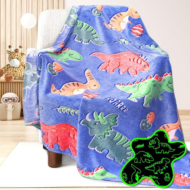 Dinosaur Blanket for Boys Glow in The Dark Blanket Dino Throw Birthday ...