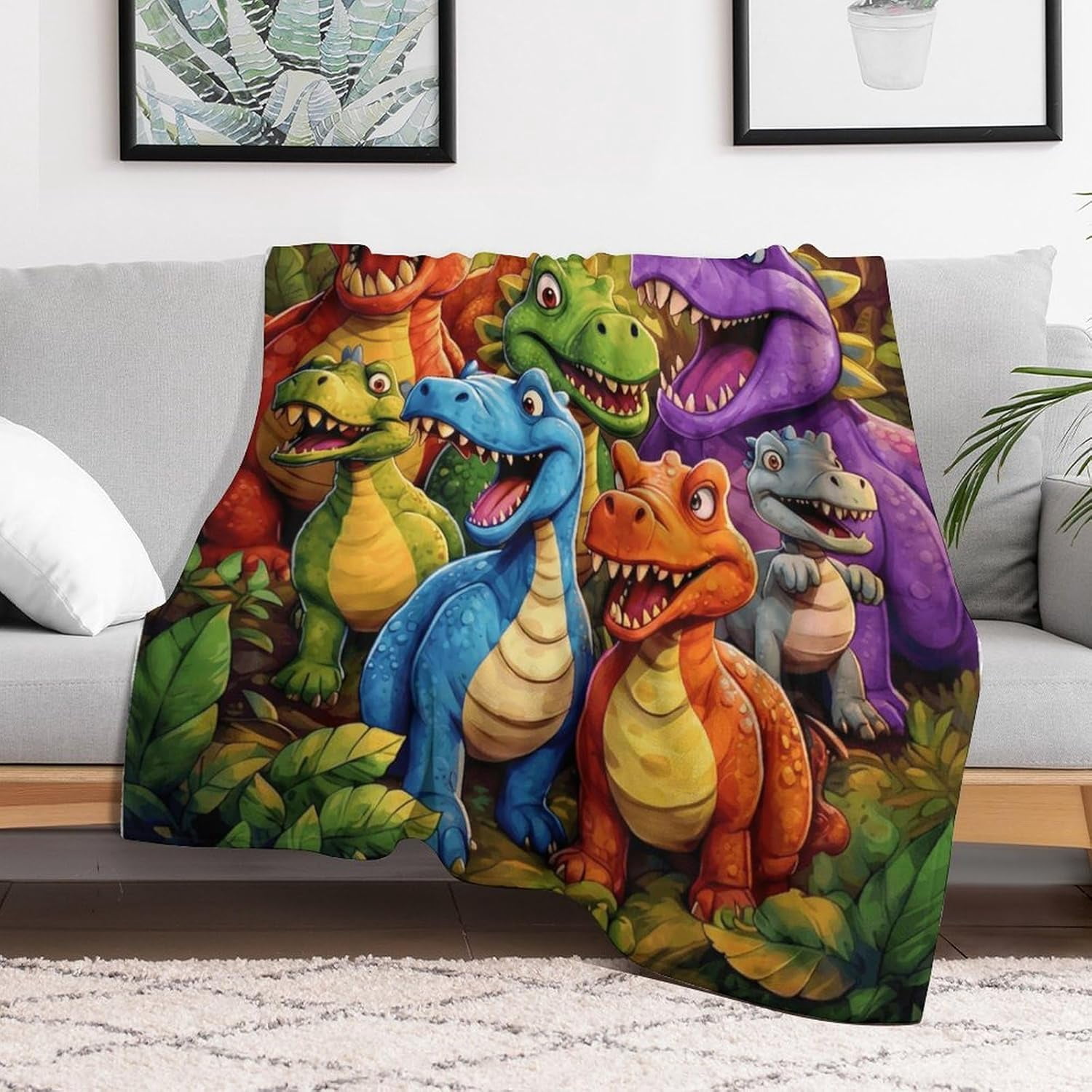 Dinosaur Blanket for Boys & Kids - Blanket Boom Ultra Soft Flannel Fleece Throw, Cute 3D Dino Print Plush Bed Blanket for Toddlers, Cozy Warm for Couch Sofa & Travel, 50"x60"