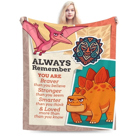 Dinosaur Blanket Cozy Soft Flannel Plush Warm Breathable Bedding Accessory for Sofa Bed Couch Living Gift 50x40