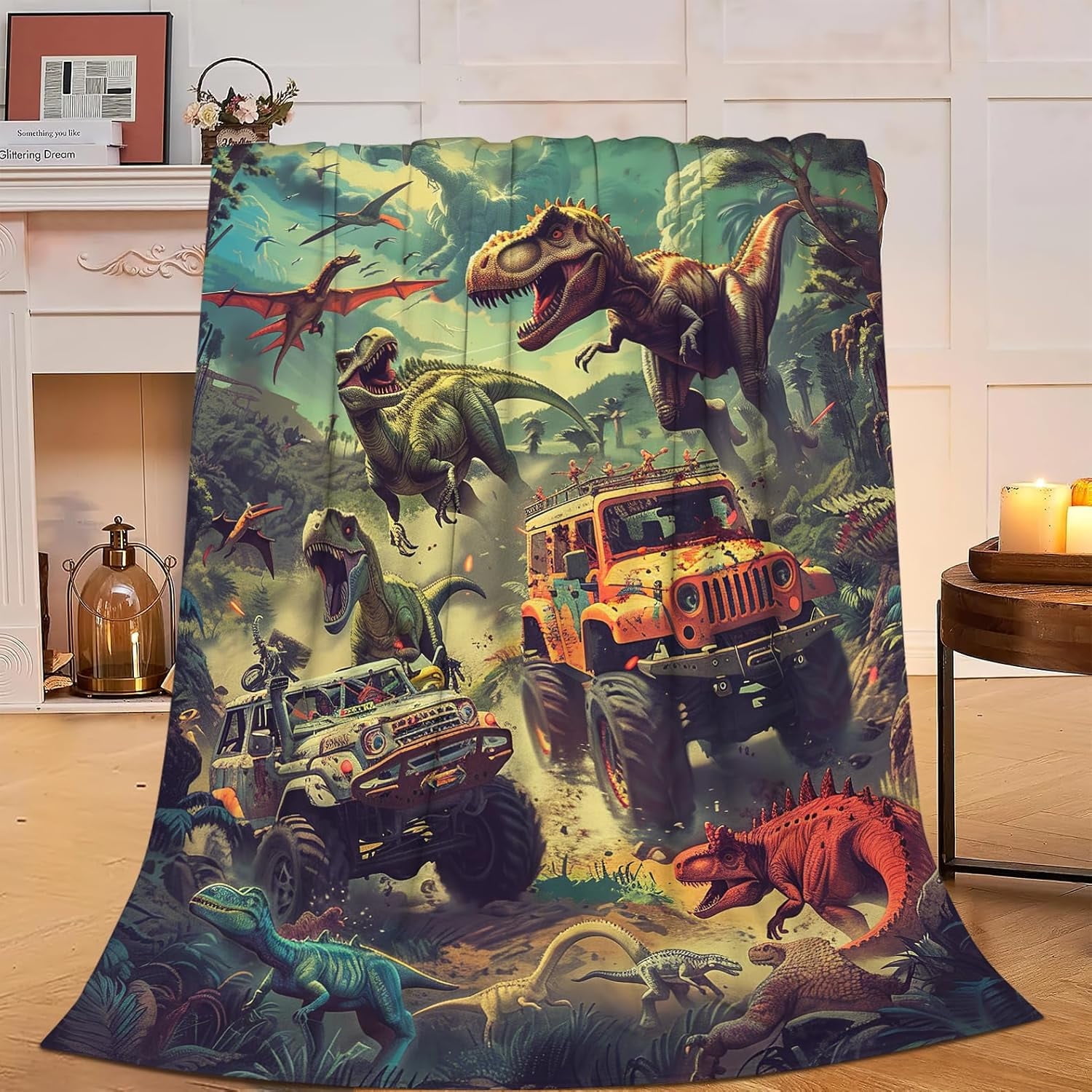 Dinosaur Blanket Dino Fleece Throw Blanket Super Soft Warm Cozy Fuzzy Plush Dinosaur Blanket Gifts for Girls Boys Kids Room Decor 40"X50"