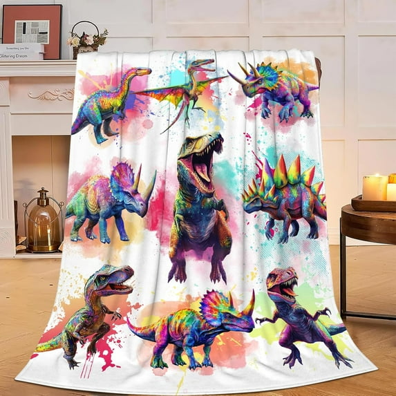 Dinosaur Blanket Dino Fleece Throw Blanket Super Soft Warm Cozy Fuzzy Plush Dinosaur Blanket Gifts for Girls Boys Kids Room Decor Dinosaur