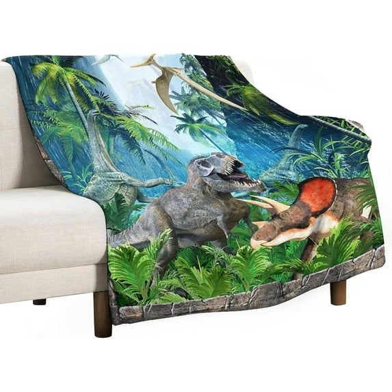 Dinosaur Blanket Dinosaur Gifts for Boys Men Dinosaur Throw Blanket for Couch Sofa Bed Soft Warm Flannel Fleece 60"x80"