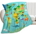 thumbnail image 1 of Dinosaur Blanket Dinosaur World Map Decor Throw Blanket Super Warm Soft Plush Lightweight Fleece Flannel Winter Blanket Gifts for Boys Girls Dino Lover Toddlers Baby Kids Women Couch Bedding 50"X60", 1 of 6