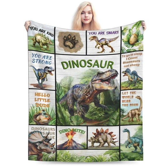Dinosaur Blanket Gifts for Dinosaur Lovers, Dinosaurs Flannel Blanket for Son, Soft Warm Velvet Blanket Fleece Blanket Dino Room Home Decor 50x40