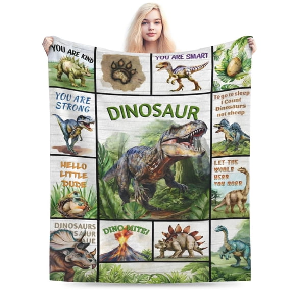 Dinosaur Blanket Gifts for Dinosaur Lovers, Dinosaurs Flannel Blanket for Son, Soft Warm Velvet Blanket Fleece Blanket Dino Room Home Decor 50x40