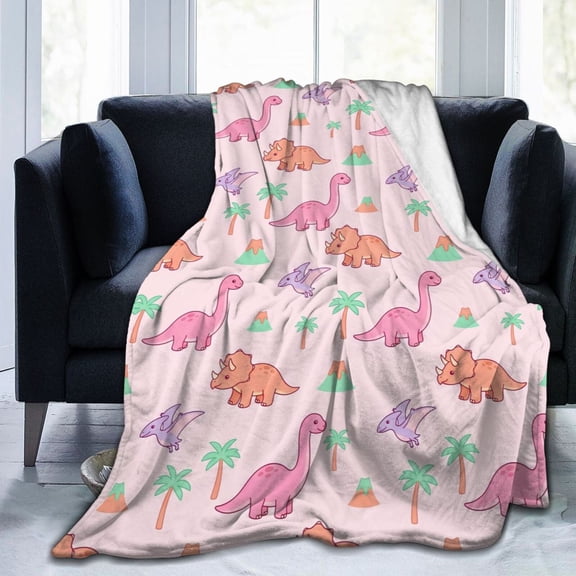 Dinosaur Blanket Throw Cute Soft Flannel Bed Blankets for Sofa Couch Home Decor All Season Cozy Warm Lightweight Decorative Plush Bedding Cover 50x40