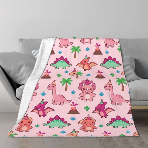 Dinosaur Blanket Throw Cute Soft Flannel Bed Blankets for Sofa Couch Home Decor All Season Cozy Warm Lightweight Decorative Plush Bedding Cover 50x40