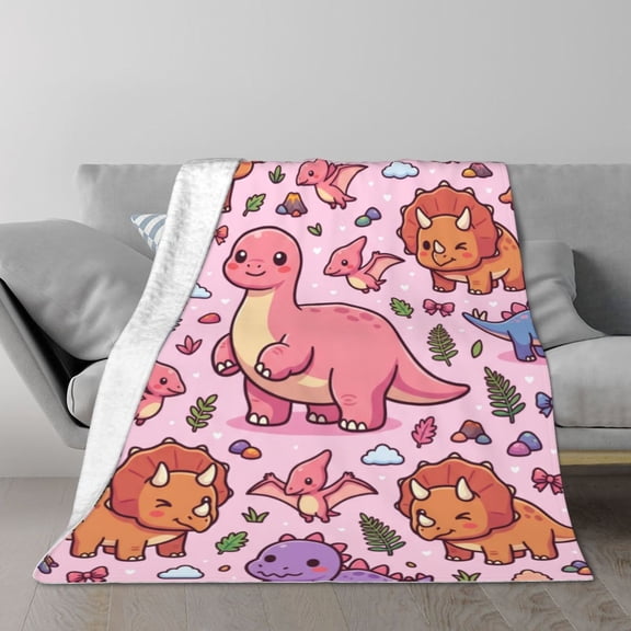Dinosaur Blanket Throw Cute Soft Flannel Bed Blankets for Sofa Couch Home Decor All Season Cozy Warm Lightweight Decorative Plush Bedding Cover 50x40