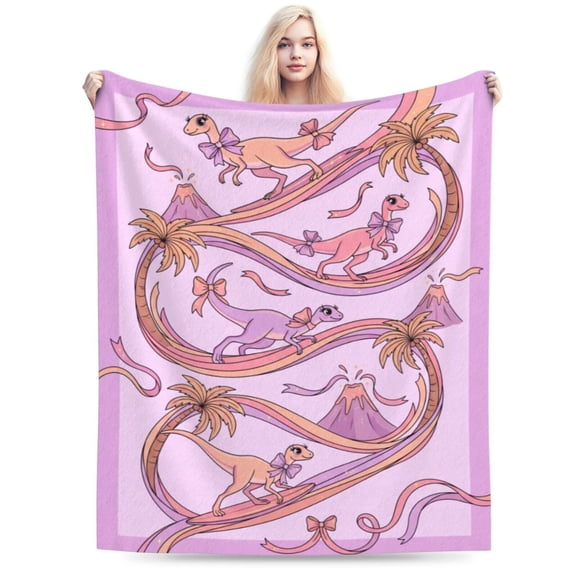 Dinosaur Blanket Throw Soft Flannel Bed Blankets for Sofa Couch Home Decor All Season Cozy Warm Lightweight Decorative Bedding Cover Plush Flannel 50x40