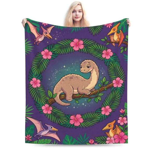 Dinosaur Blanket Throw Soft Flannel Bed Blankets for Sofa Couch Home Decor All Season Cozy Warm Lightweight Decorative Bedding Cover Plush Flannel 50x40