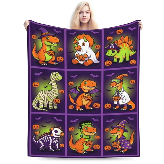 Dinosaur Blanket Throw Soft Flannel Bed Blankets for Sofa Couch All Season Cozy Warm Lightweight Decorative Bedding Cover Halloween Holiday Party 50x40
