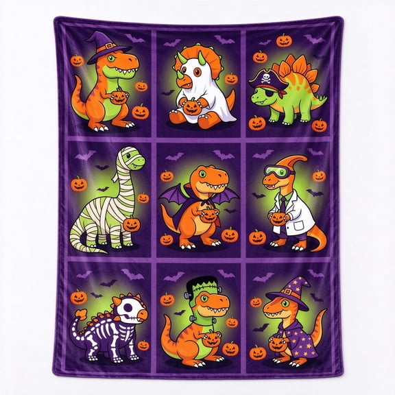 Dinosaur Blanket Throw Soft Flannel Bed Blankets for Sofa Couch All Season Cozy Warm Lightweight Decorative Bedding Cover Halloween Holiday Party 50x40